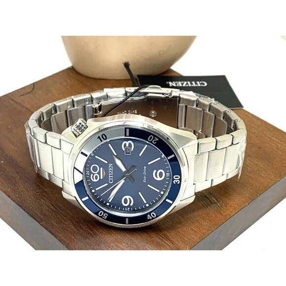 Citizen Men's Watch AW1711-52L Eco Drive Blue Dial Silver Stainless Steel 44mm - Picture 9 of 15